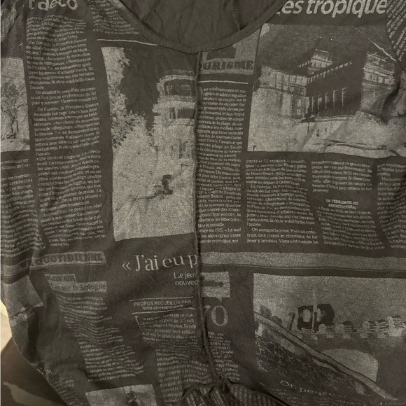 Comfy USA Zoey newsprint tunic dress black sz XS S artsy unique - Picture 7 of 9